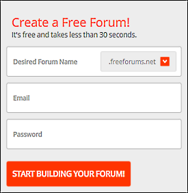 new forum choose name enter password