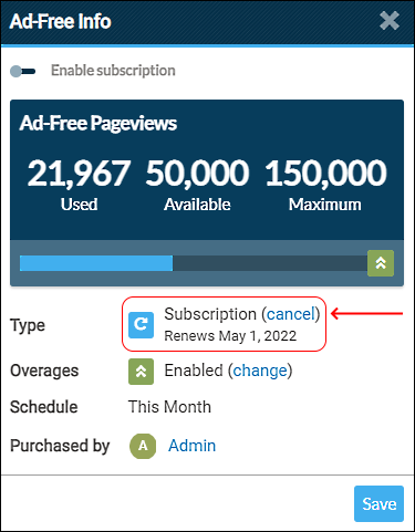 Ad-free settings