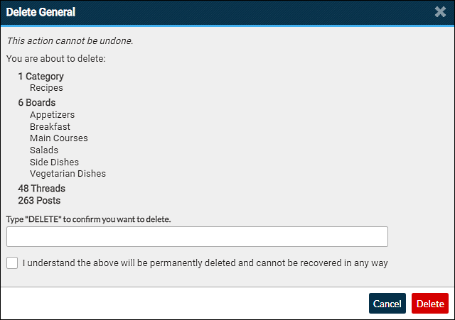 category deletion dialog box