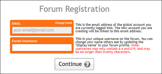 registration email field