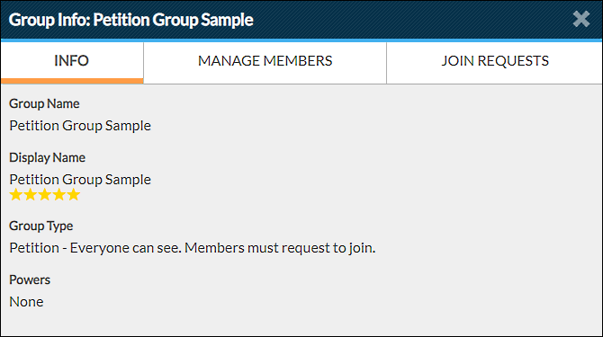 leader&#39;s group dialog box info tab