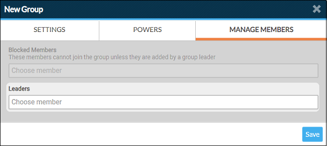 new group members tab leaders field