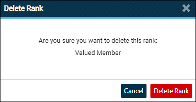 Delete rank confirmation dialog box