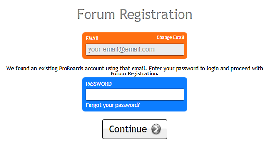 registration enter existing password